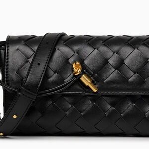 Elegant Black Woven Leather Bag